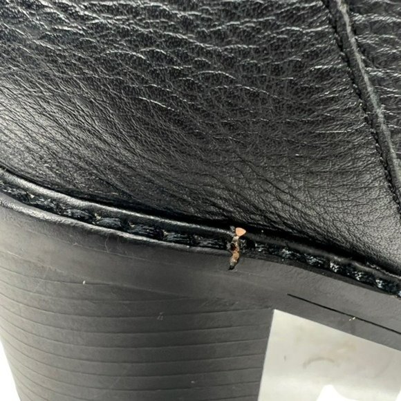 Marc Fisher Black Denise Leather Sheep Fur Combat Moto Ankle Boots Size 7.5M - Picture 10 of 16